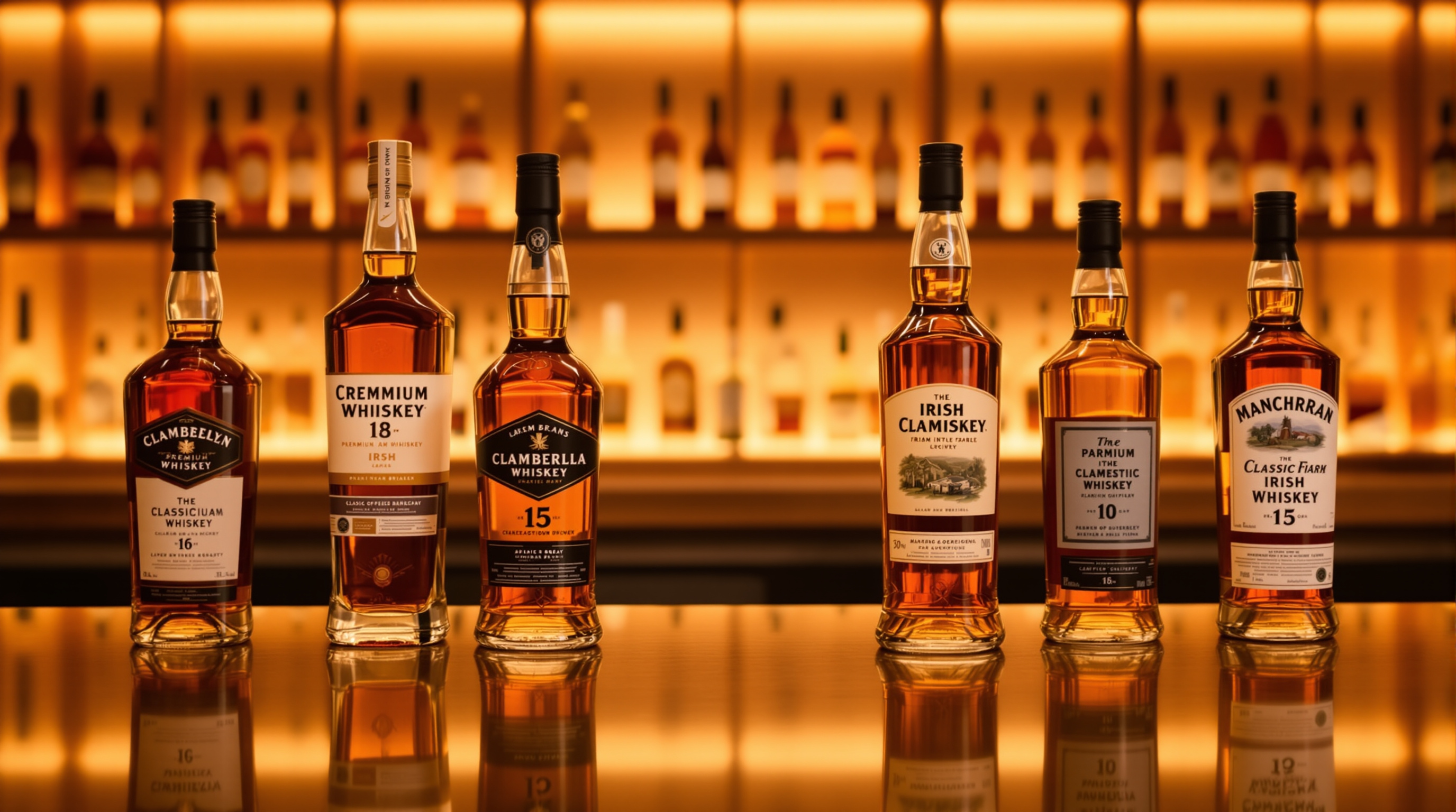 Irish whiskey collection at The Harp bar in Wilmington NC